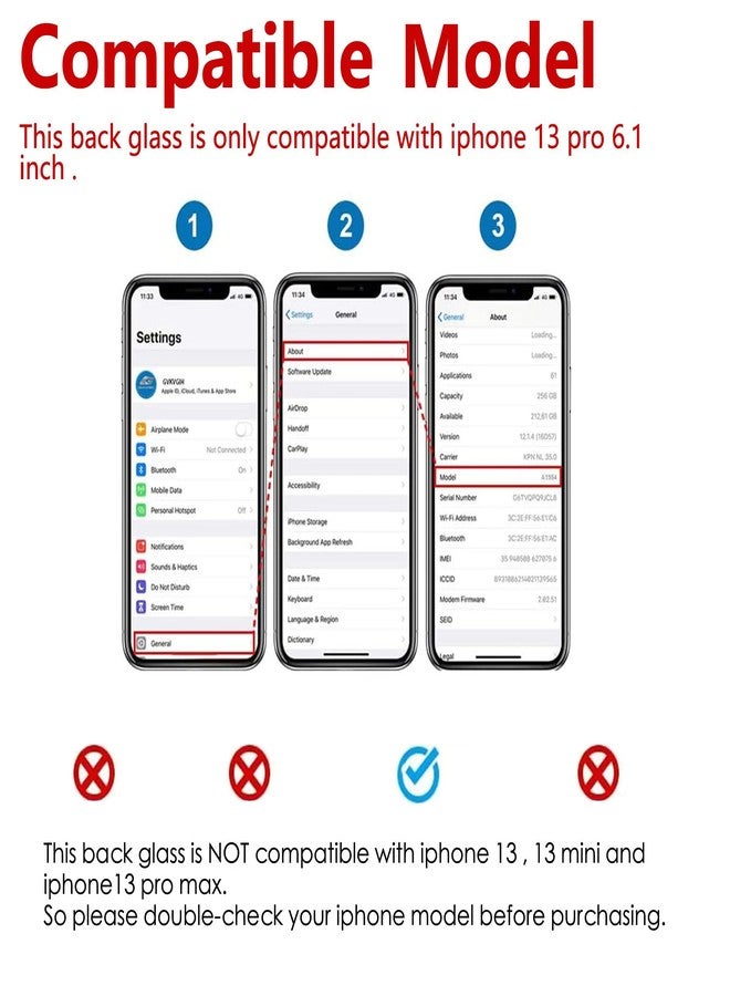 Perzework غطاء خلفي زجاجي بديل من بيرزورك لهاتف آيفون 13 برو 6.1 بوصة (فضي) لجميع شركات الاتصالات مع أدوات إصلاح - Image 2
